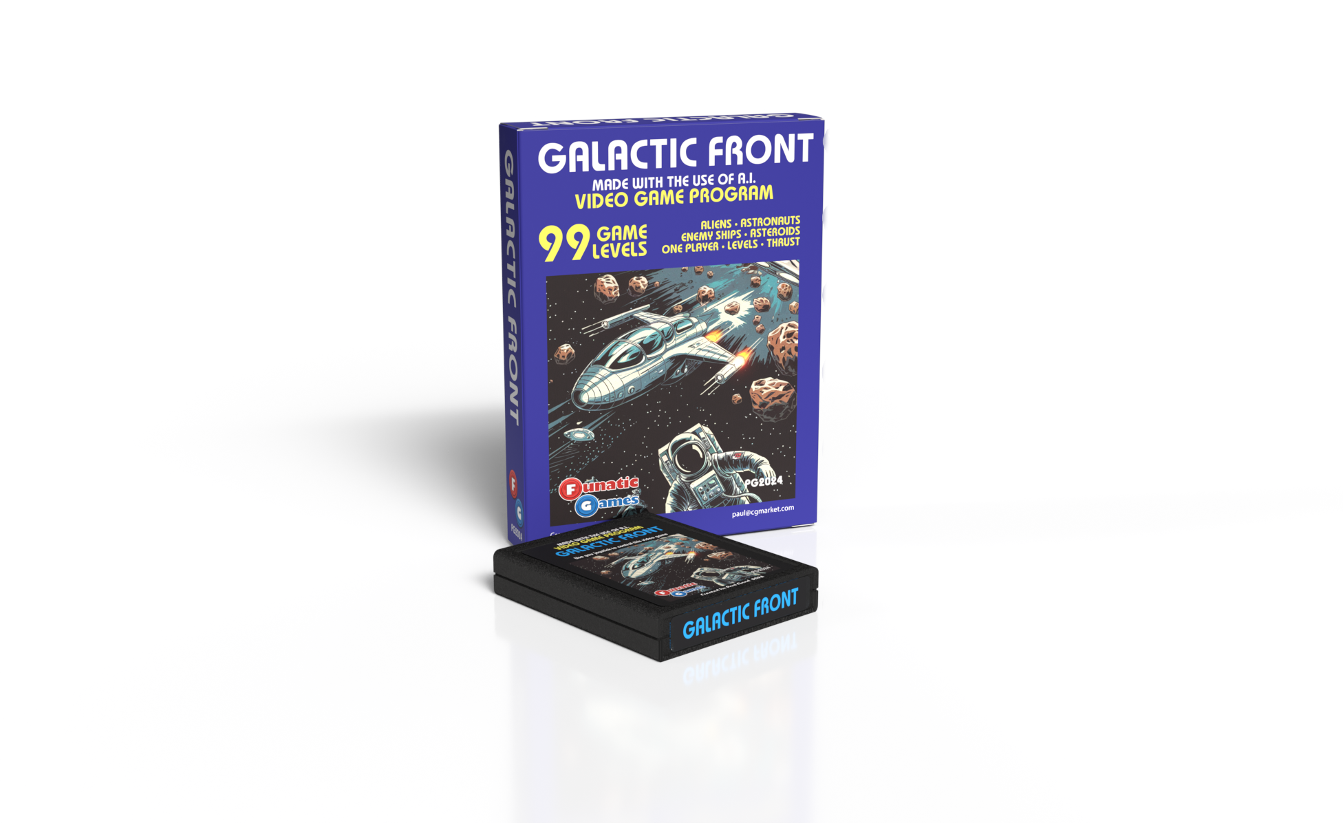 Galactic Front is a retro-inspired HTML space shooter by Funatic Games. Created by veteran developer Paul Goad using AI tools, it blends classic Defender gameplay with modern development techniques. Play online and compete for high scores across 99 levels.